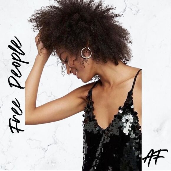 FREE PEOPLE SEQUINED DRESS BLACK NEW - Picture 4 of 11